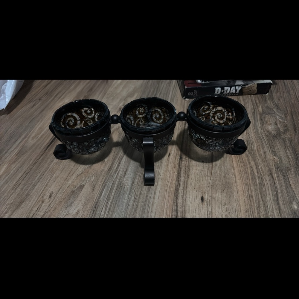 PartyLite Black and Brown Candle Holder Trio